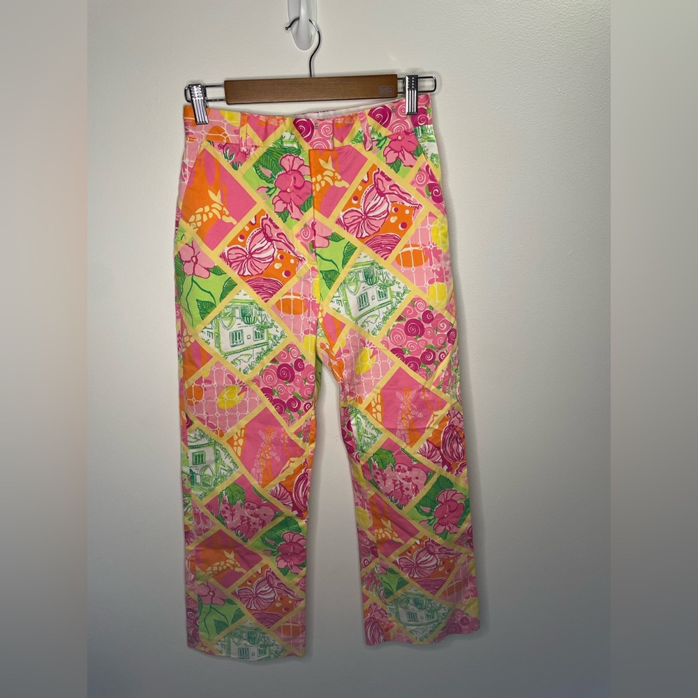 Vintage Lilly Pulitzer White Label Surf N Patch Capri Pants Preppy Resortwear